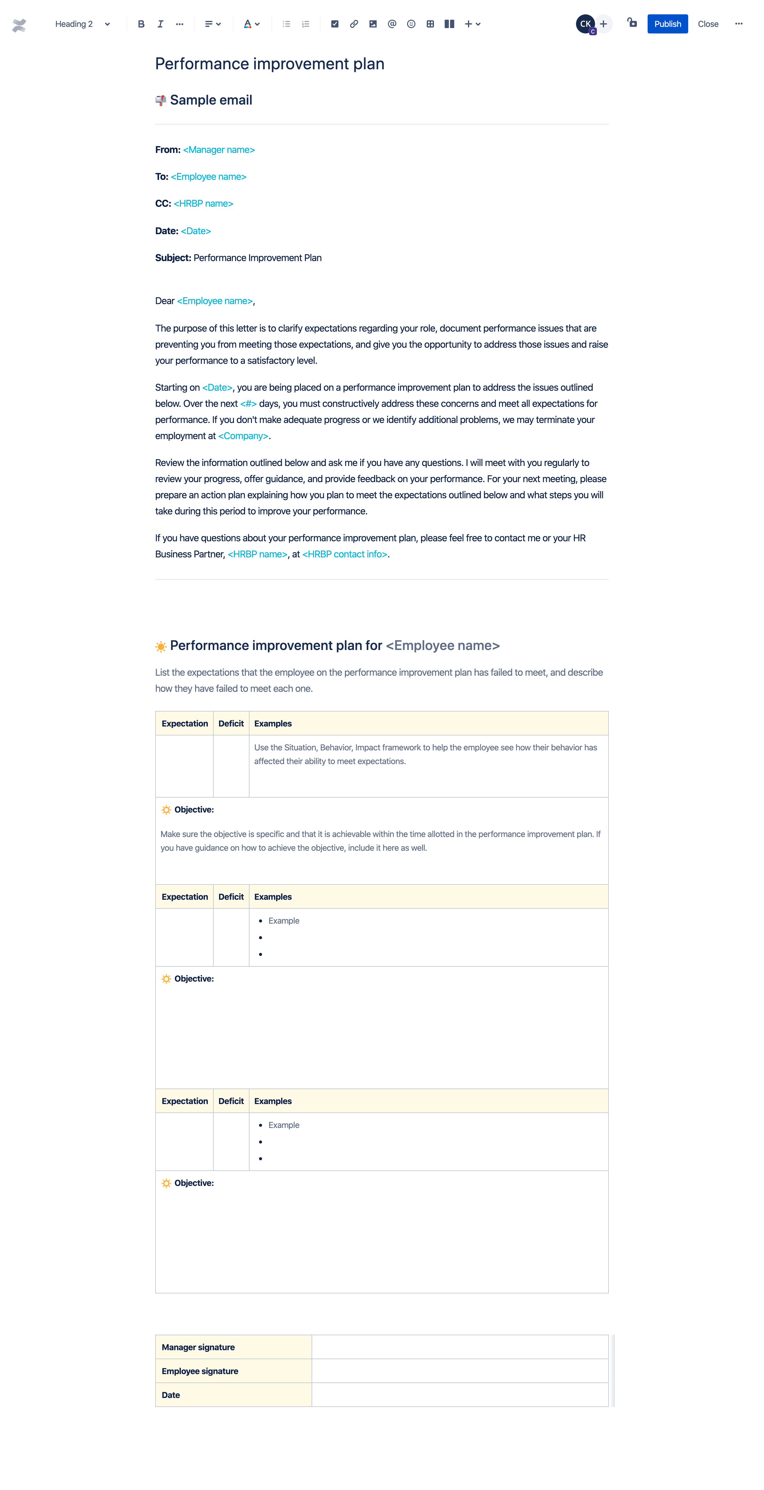 Performance improvement plan