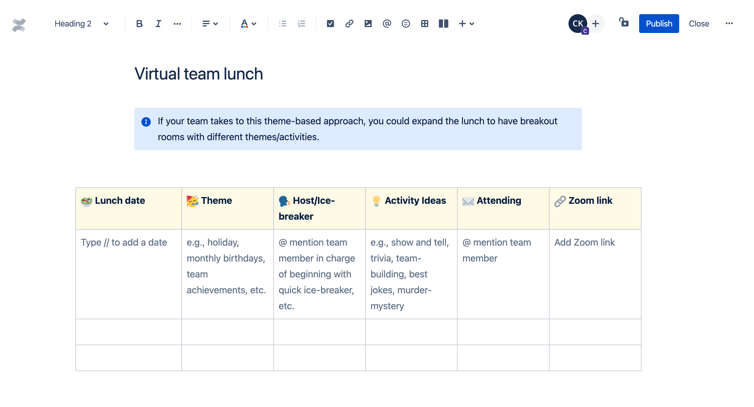 Virtuelles Team-Mittagessen