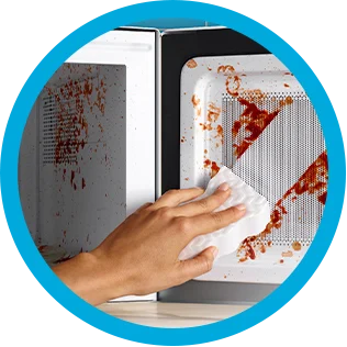 Cleaning dirt from the inside of a microwave