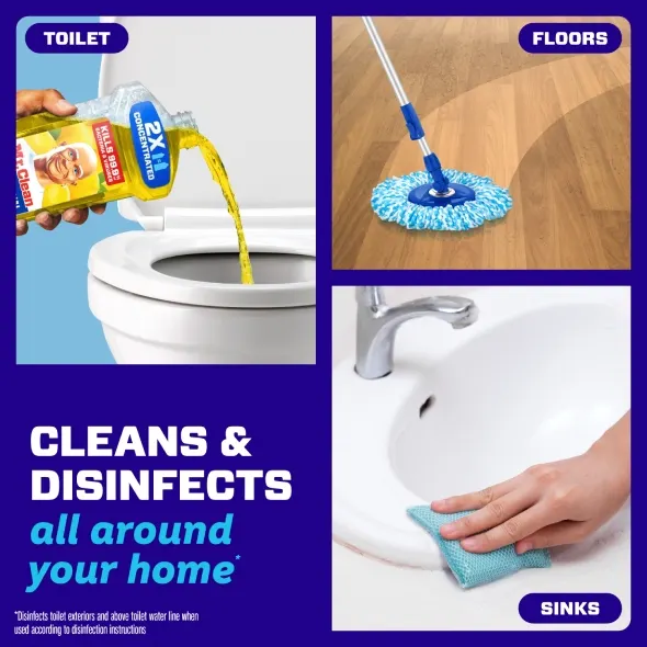 Cleans and disinfects various surfaces including toilets, floors, and sinks for a healthier home environment
