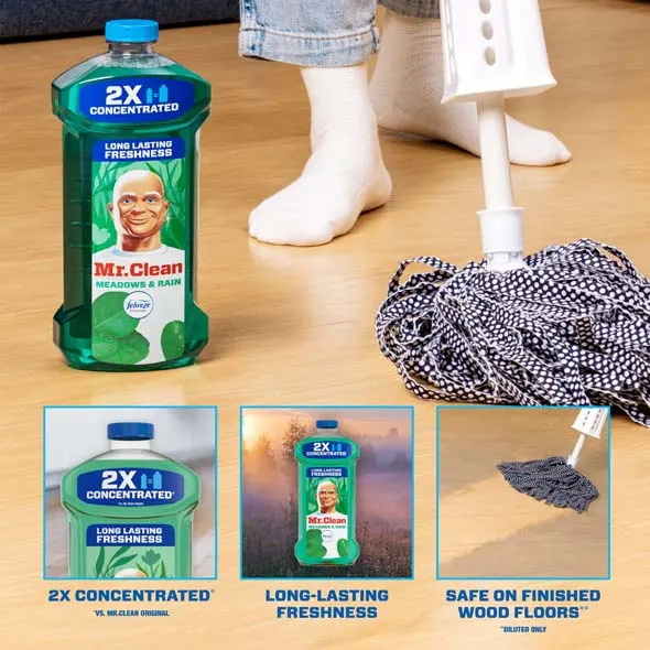 Multi Surface Cleaner with Febreze Meadows and Rain, cleaning a floor, Multi-Benefit