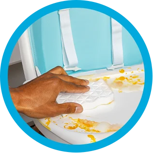Cleaning dirt from childrens' feeding chair