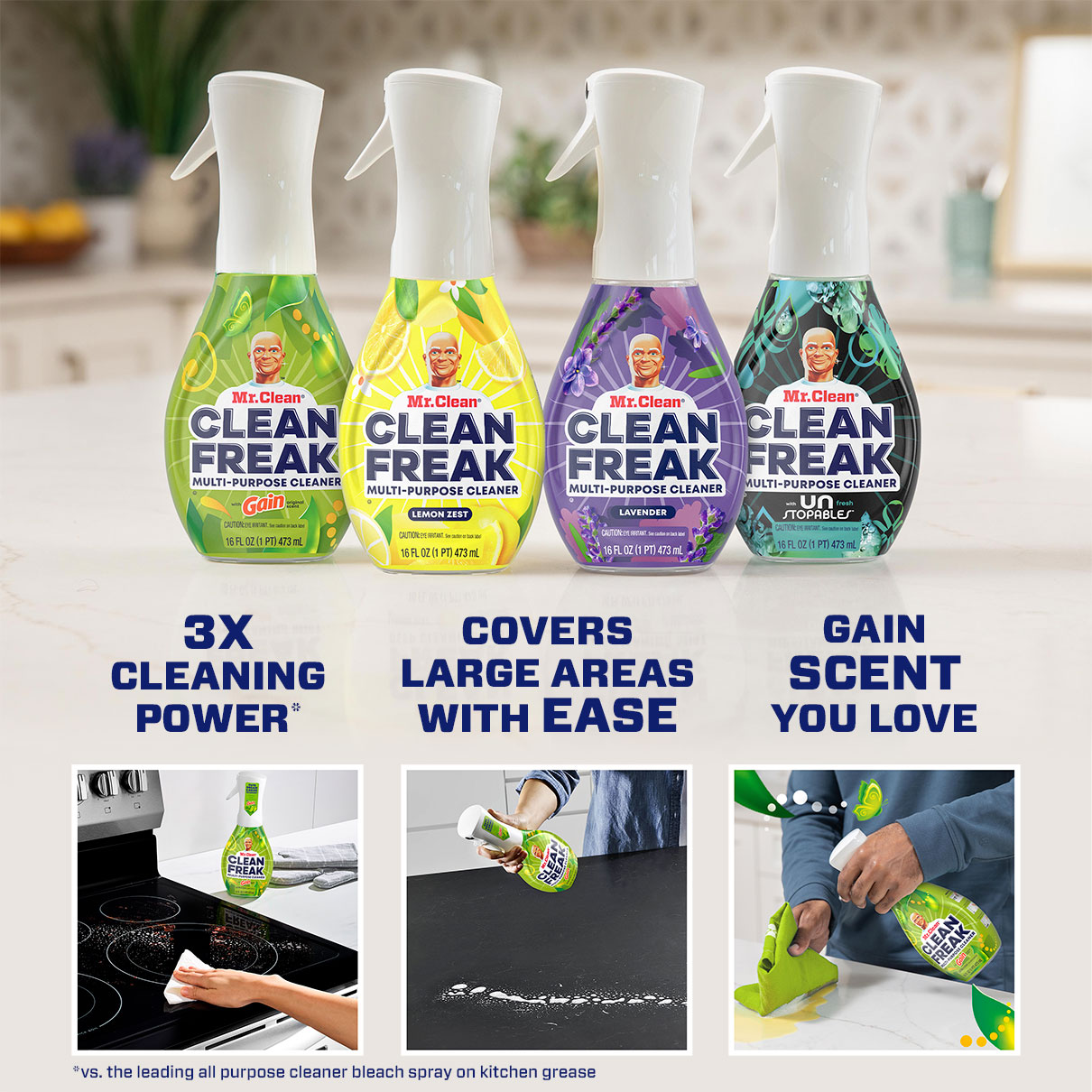 Freak, Wipe, Done  Mr. Clean Clean Freak Multi-Surface Spray