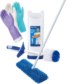 Mr. Clean cleaning tools, mop & bowl, cleaning gloves, toilet brush