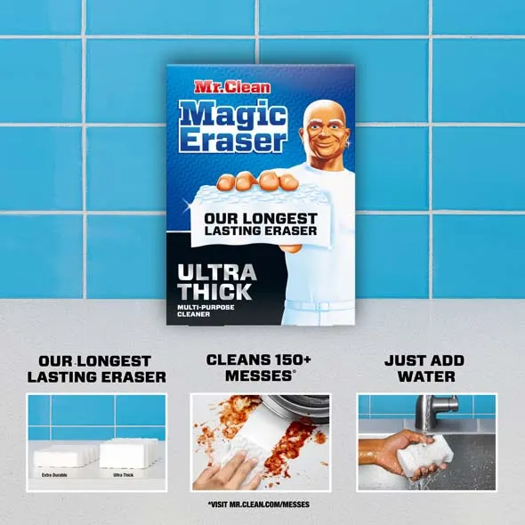 Mr. Clean Magic Eraser Ultra Thick: Our Longest Lasting Eraser, Cleans 150+ Messes, Just Add Water
