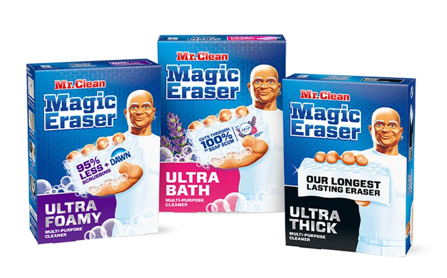 Three Mr. Clean Magic Eraser products side by side