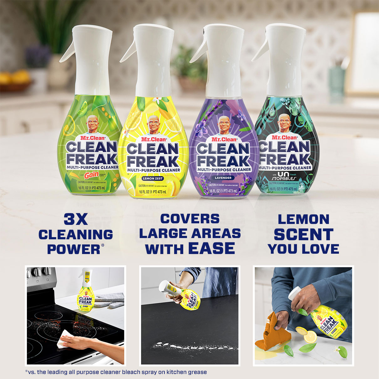 Mr. Clean Freak Deep Cleaning Mist Multi-Surface Spray Lemon Zest Bundle, 1  Starter + 1 Refill