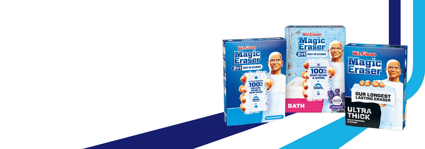 Three Mr. Clean Magic Eraser products side by side