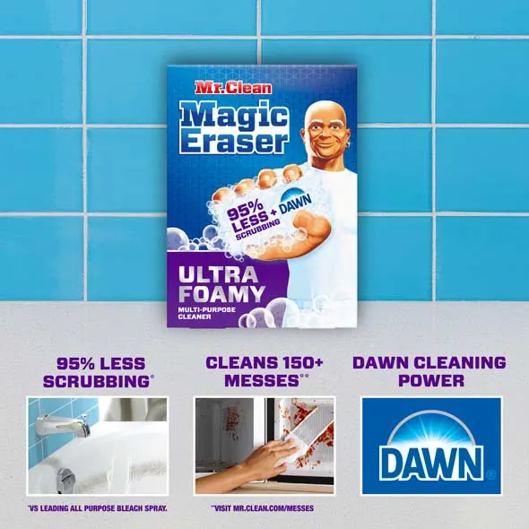 Mr. Clean Magic Eraser Ultra Foamy: 95% Scrubbing, Cleans 150+ Messes, Dawn Cleaning Power