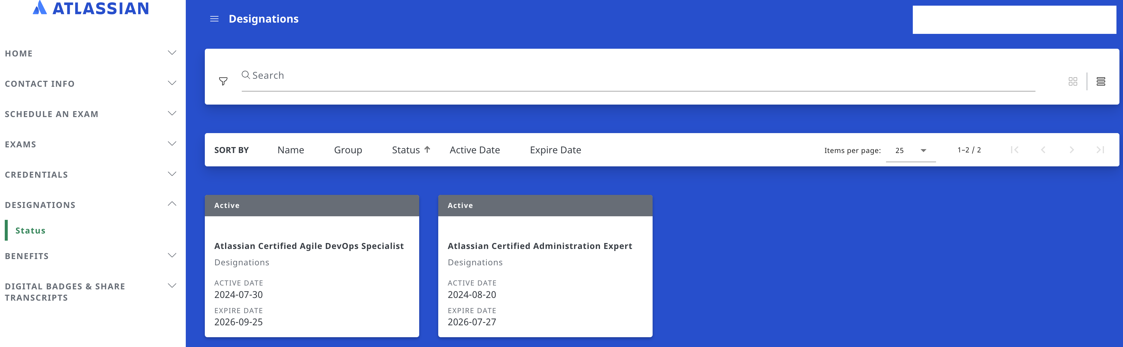 Two designations with dates.