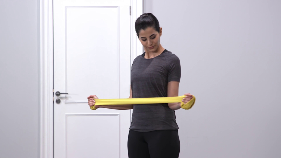 Bilateral external rotation with band: 2 sets x 10 reps
