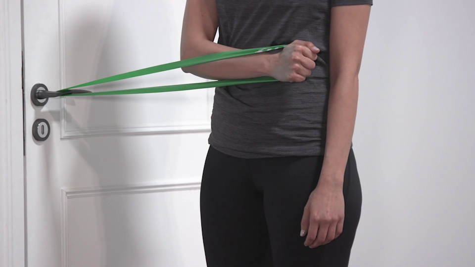 Shoulder internal rotation with band: 2 sets x 10 reps