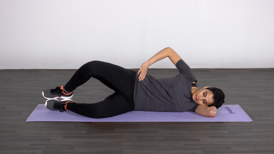 Sidelying clamshells: 2 sets x 10 reps on affected side