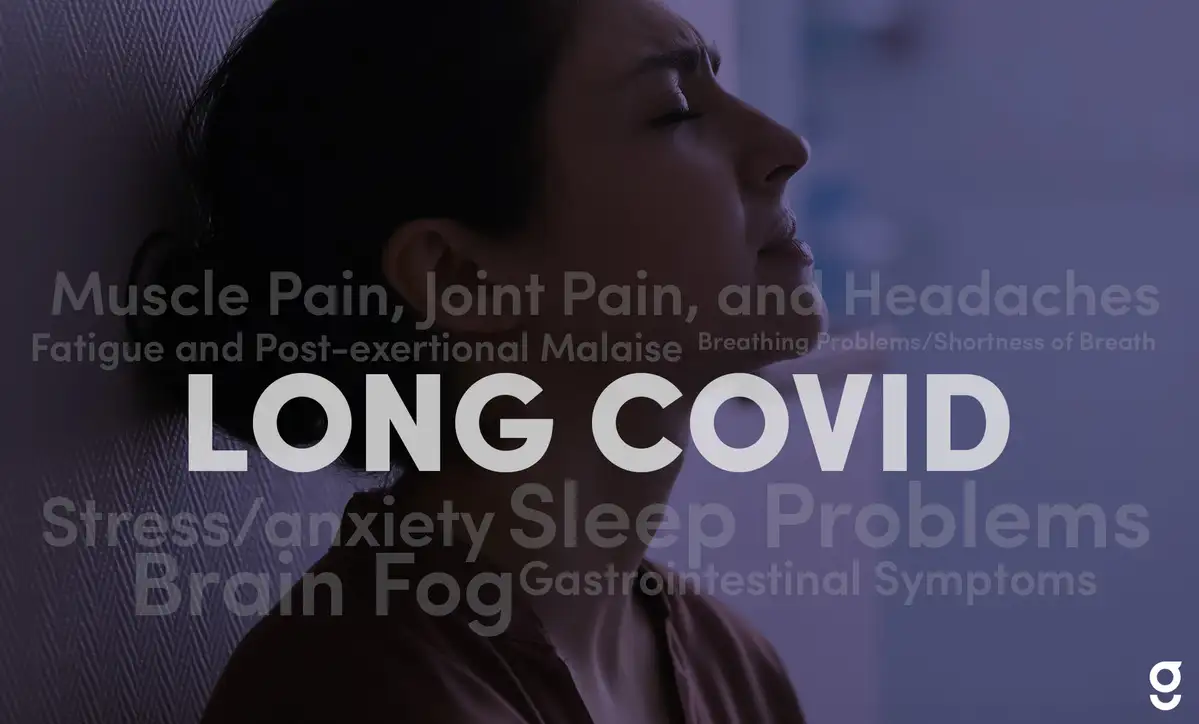A woman feeling the stress under all the weight of Long COVID symptoms.