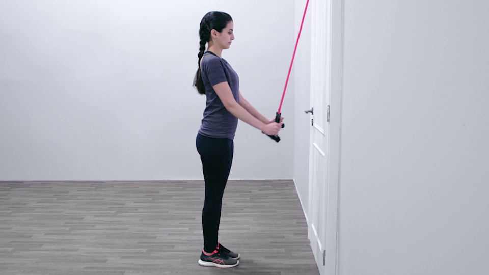 Shoulder External Rotationwith Cane Shoulder extension with band: 2 sets x 10 reps