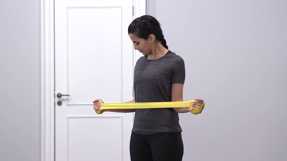 Bilateral external rotation with band: 2 sets x 10 reps