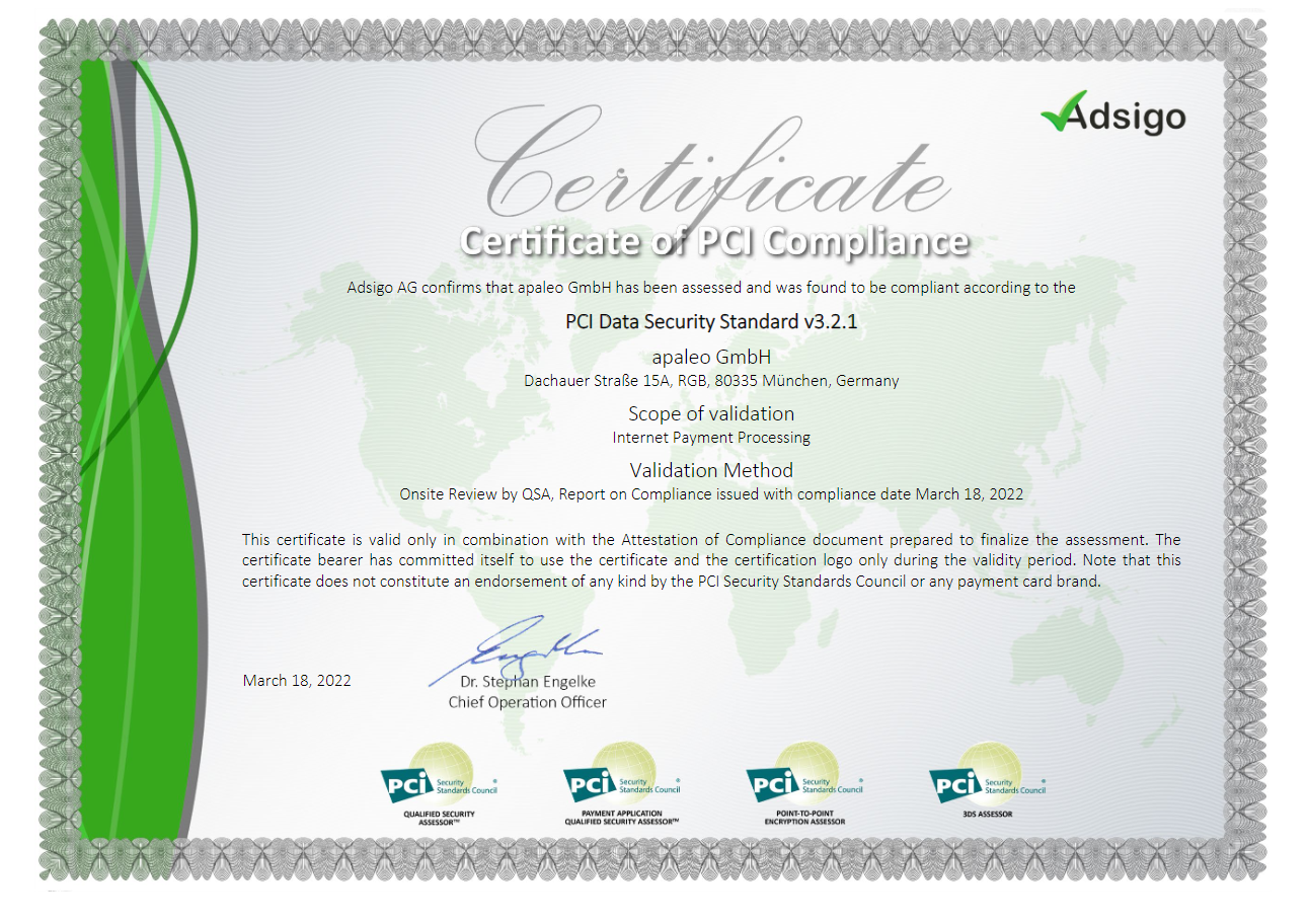 PCI DSS certificate