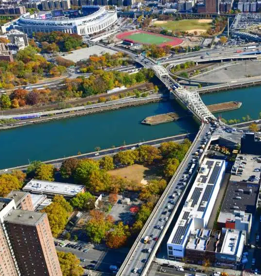 Manhattan Mini Storage on 8th Ave with a view of the Yankee Statium in the background