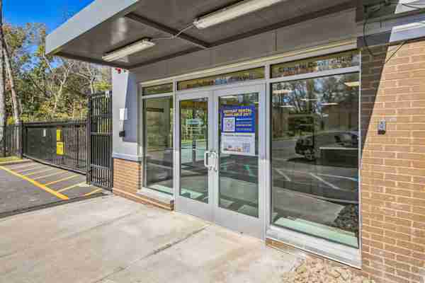 the front enterance and gated access at Manhattan Mini Storage in Pearl River, NY