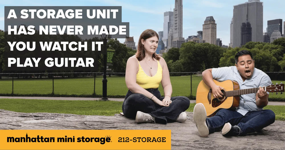 Manhattan Mini Storage Billboard - A Storage Unit Has Never Made You Watch It Play Guitar