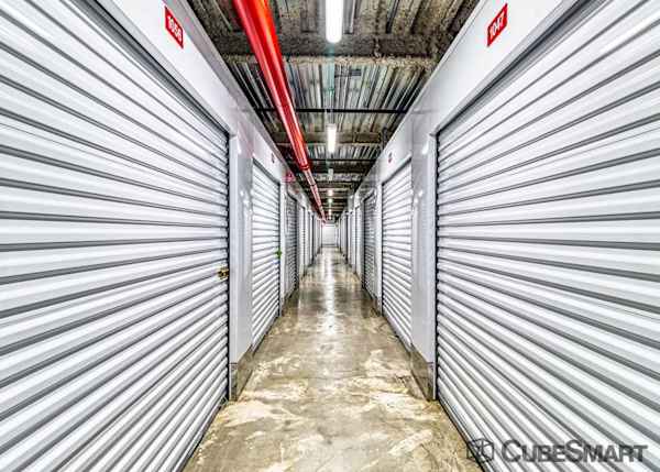 rows of indoor self storage units in Staten Island at Manhattan Mini Storage