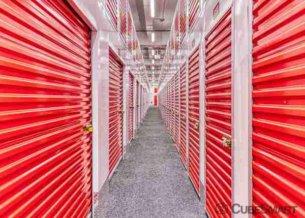 rows of indoor self storage units in Inwood at Manhattan Mini Storage