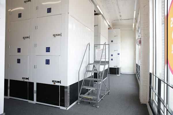 a row of storage lockers at Manhattan Mini Storage Upper West Side