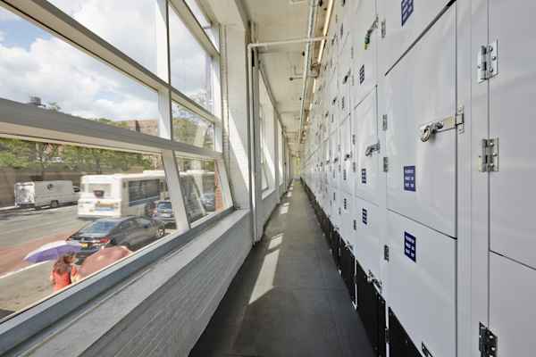 a row of East Harlem storage units at Manhattan Mini Storage