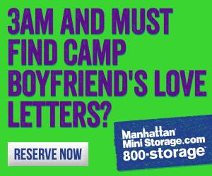 Manhattan Mini Storage Billboard "3am and must find camp boyfriend's love letters?"