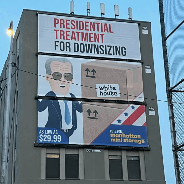 Manhattan Mini Storage Billboard - Joe Biden Presidential Treatment for Downsizing