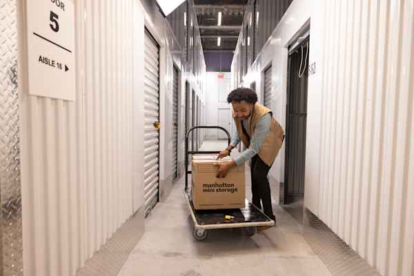 Manhattan Mini Storage in Chelsea - man moving into his storage unit