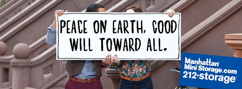 Manhattan Mini Storage Billboard "Peace on earth good will toward all."