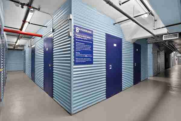 a row of Chelsea storage lockers at Manhattan Mini Storage