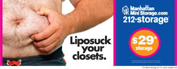 Manhattan Mini Storage Billboard "Liposuck your closets"
