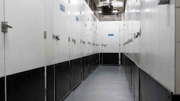 rows of large storage units at Manhattan Mini Storage on 28 2nd Ave