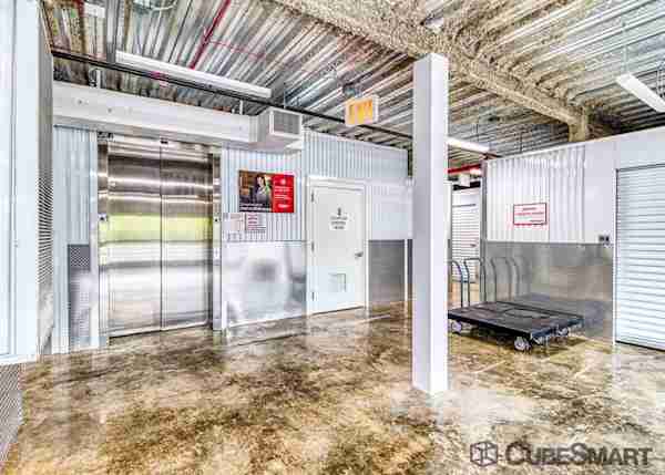 elevator and moving carts with a view of an easy to access self storage unit in Staten Island