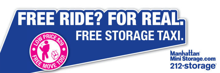 Manhattan Mini Storage Billboard "Free Ride? For Real. Free Storage Taxi"