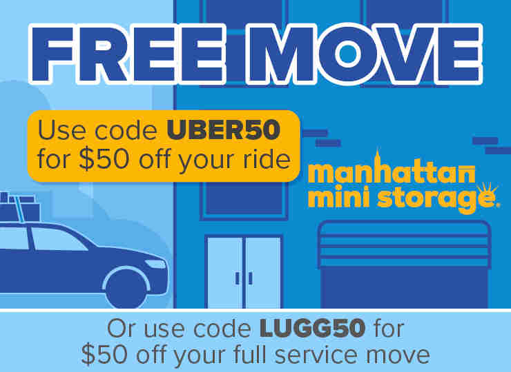 banner to promote moving coupons. Promo code uber50 and lugg50 for $50 off moving services