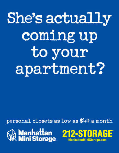 Manhattan Mini Storage Billboard "She's actually coming up to your apartment"