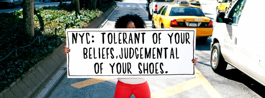 Manhattan Mini Storage Billboard "Tolerant of your beliefs, judgmental of your shoes."