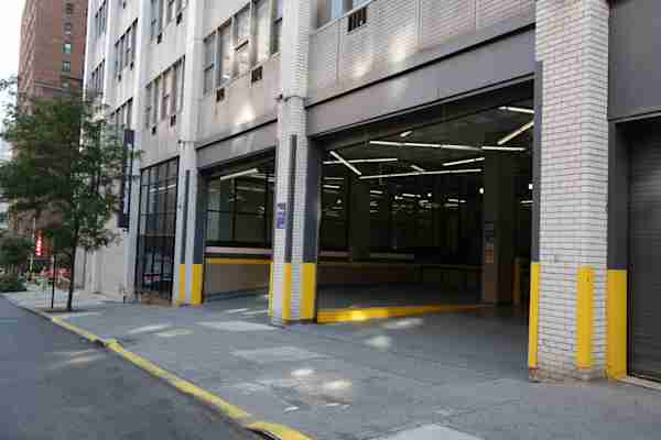 street view of the drive-in loading bays at Manhattan Mini Storage on the upper east side