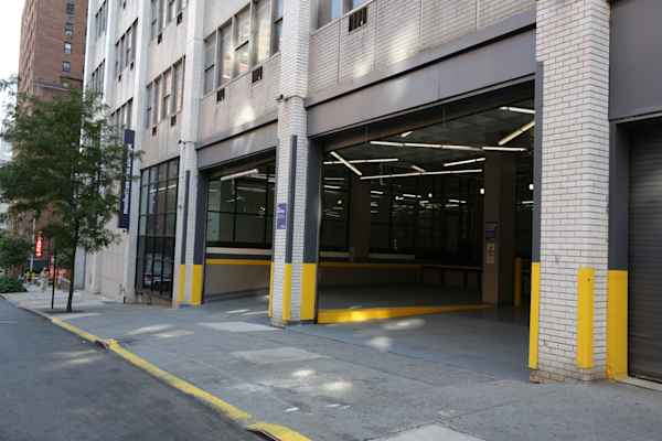 street view of the drive-in loading bays at Manhattan Mini Storage on the upper east side