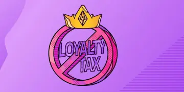 Loyalty tax copy in a prohibited sign topped with crown illustration desktop