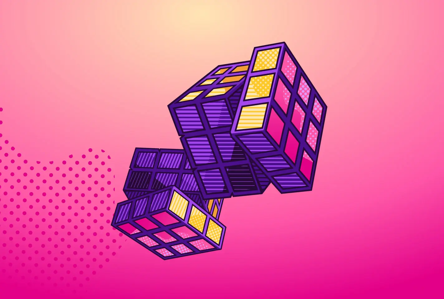 Split your loan with a mate Rubix cube desktop illustration