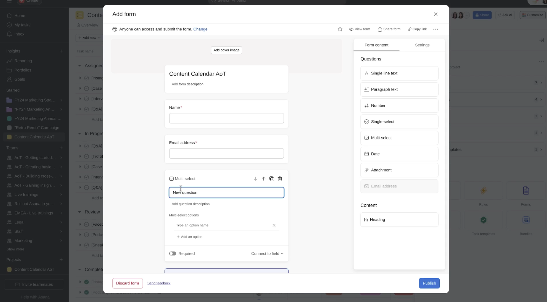 How to Create a Form in Asana