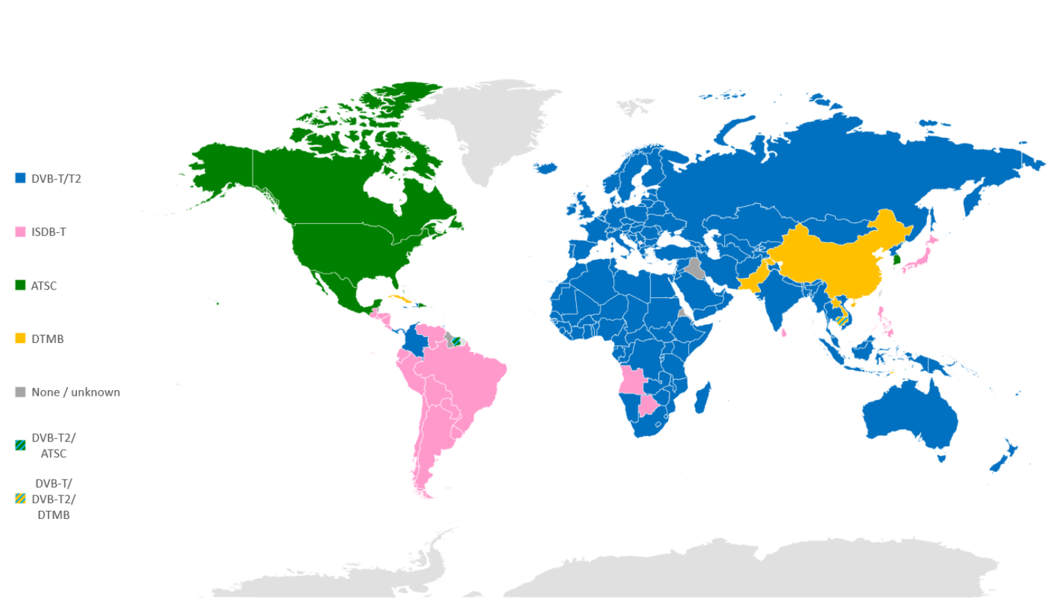 DVB-T2 world map