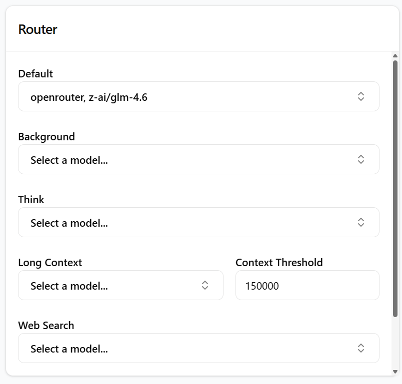 widok ustawionych modeli domyslnych