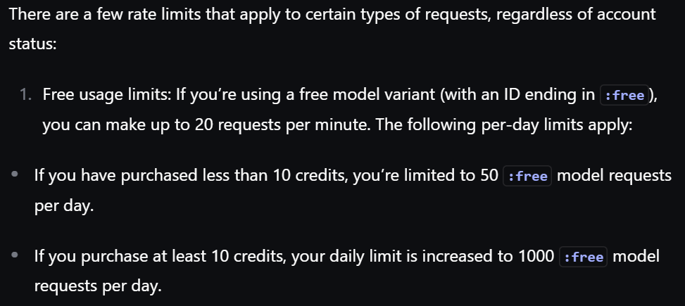 limity na darmowe modele w openrouter