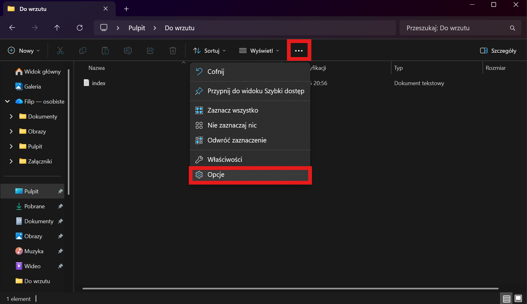 Wybranie odpowiednich opcji aby włączyć podgląd rozszerzeń