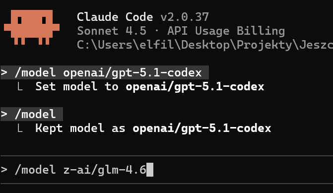 zmiana modelu w terminalu